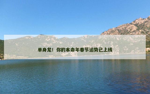 单身龙！你的本命年春节运势已上线