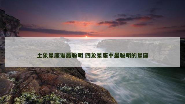 土象星座谁最聪明 四象星座中最聪明的星座