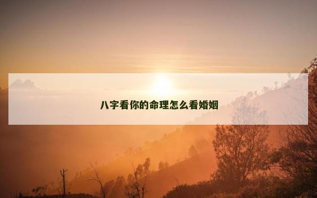 八字看你的命理怎么看婚姻