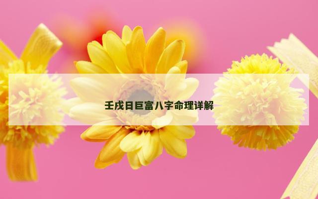 壬戌日巨富八字命理详解