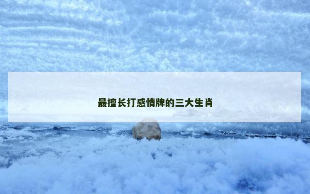 最擅长打感情牌的三大生肖