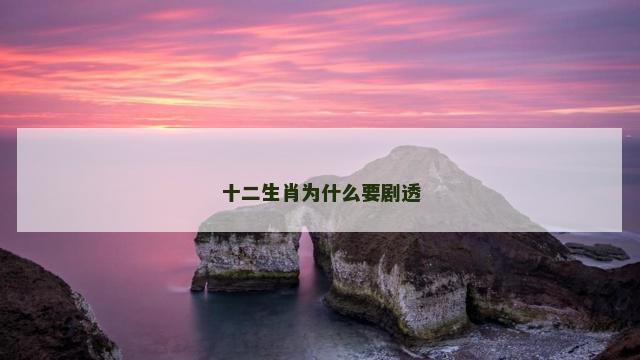 十二生肖为什么要剧透