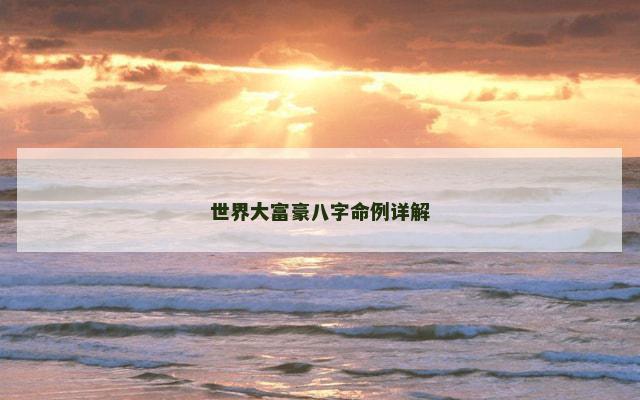 世界大富豪八字命例详解