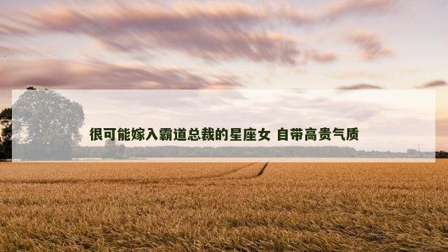 很可能嫁入霸道总裁的星座女 自带高贵气质