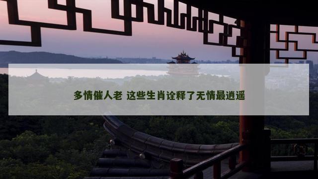 多情催人老 这些生肖诠释了无情最逍遥