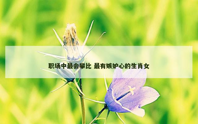 职场中最会攀比 最有嫉妒心的生肖女