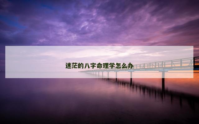 迷茫的八字命理学怎么办