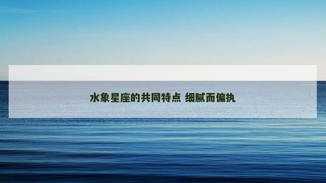水象星座的共同特点 细腻而偏执