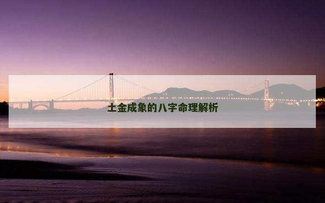 土金成象的八字命理解析