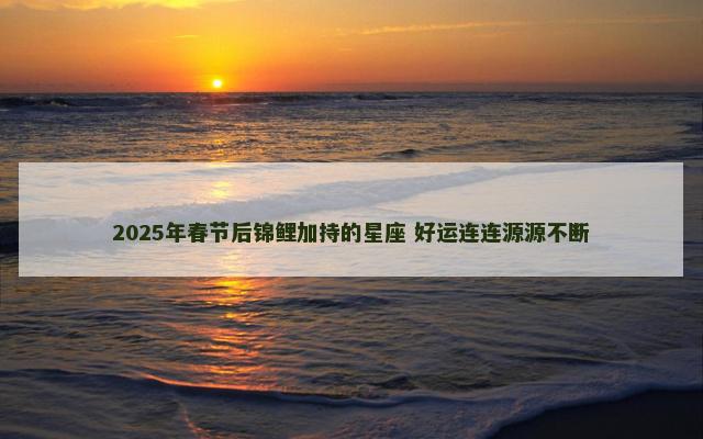 2025年春节后锦鲤加持的星座 好运连连源源不断