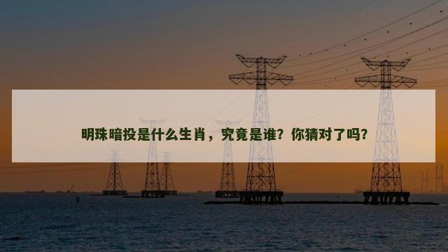 明珠暗投是什么生肖，究竟是谁？你猜对了吗？