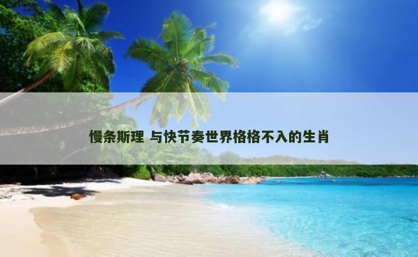 慢条斯理 与快节奏世界格格不入的生肖