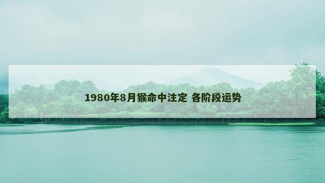 1980年8月猴命中注定 各阶段运势