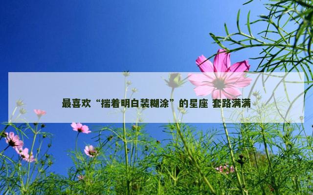 最喜欢“揣着明白装糊涂”的星座 套路满满