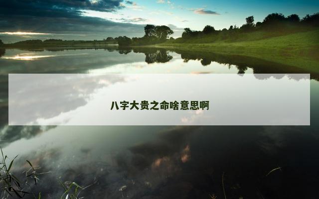 八字大贵之命啥意思啊