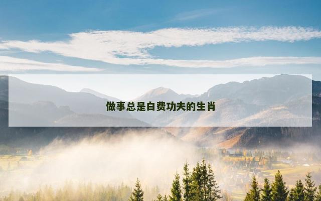做事总是白费功夫的生肖
