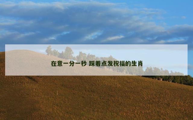 在意一分一秒 踩着点发祝福的生肖