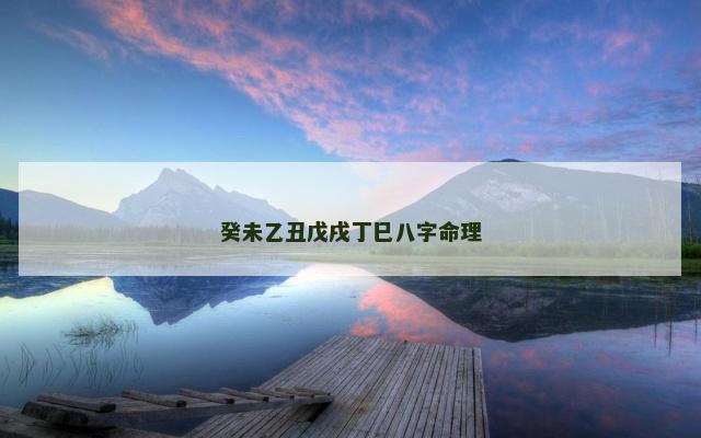 癸未乙丑戊戌丁巳八字命理