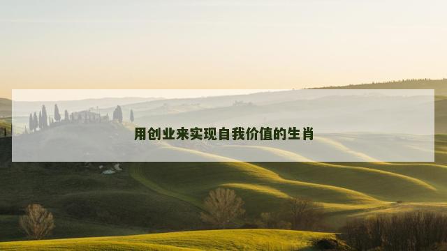 用创业来实现自我价值的生肖