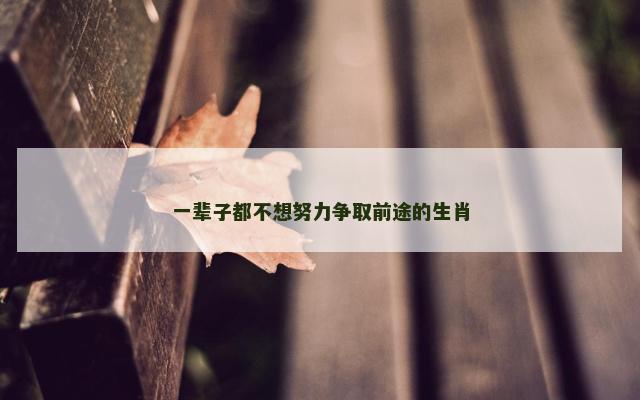 一辈子都不想努力争取前途的生肖