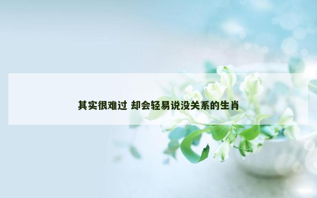 其实很难过 却会轻易说没关系的生肖