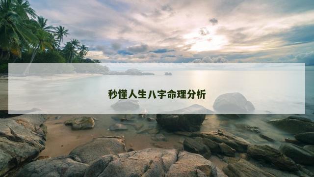 秒懂人生八字命理分析