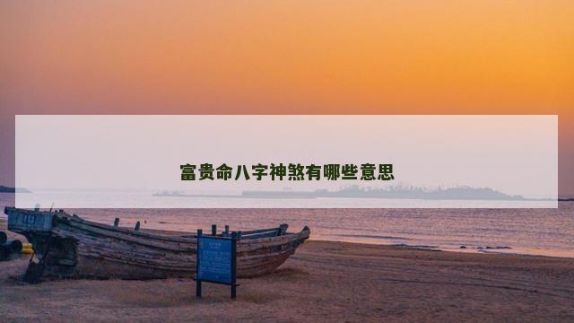 富贵命八字神煞有哪些意思