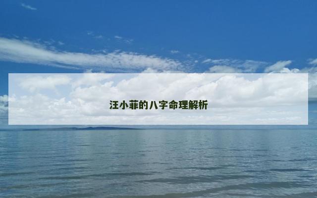 汪小菲的八字命理解析
