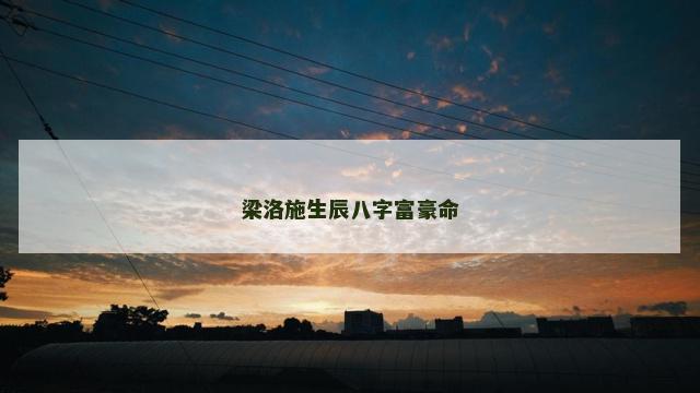 梁洛施生辰八字富豪命