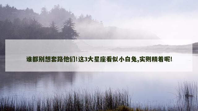 谁都别想套路他们!这3大星座看似小白兔,实则精着呢!