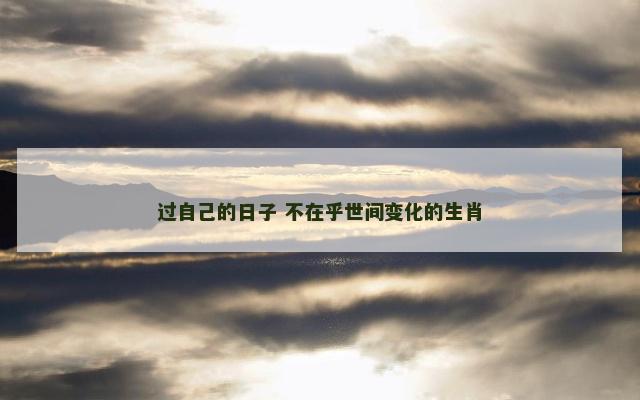 过自己的日子 不在乎世间变化的生肖