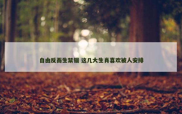 自由反而生禁锢 这几大生肖喜欢被人安排
