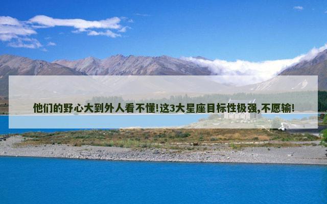 他们的野心大到外人看不懂!这3大星座目标性极强,不愿输!