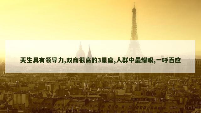 天生具有领导力,双商很高的3星座,人群中最耀眼,一呼百应