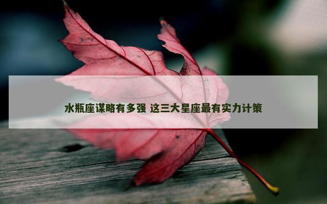 水瓶座谋略有多强 这三大星座最有实力计策