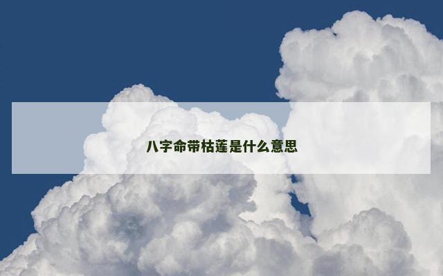 八字命带枯莲是什么意思