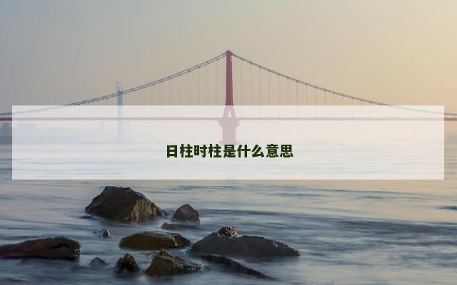 日柱时柱是什么意思