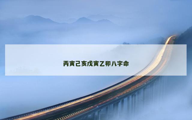 丙寅己亥戊寅乙卯八字命