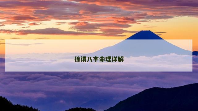 徐谓八字命理详解