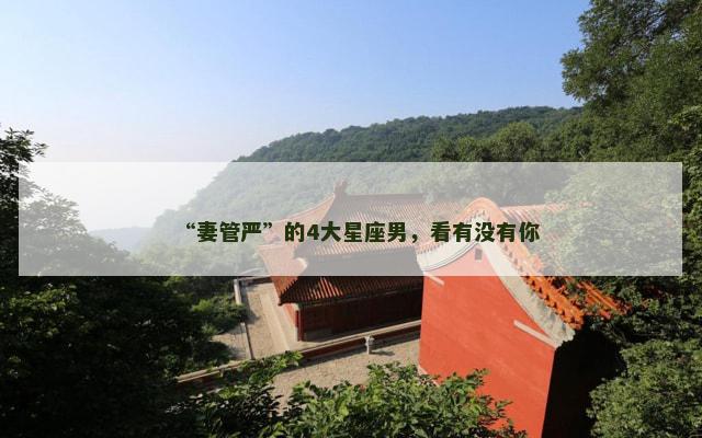 “妻管严”的4大星座男，看有没有你