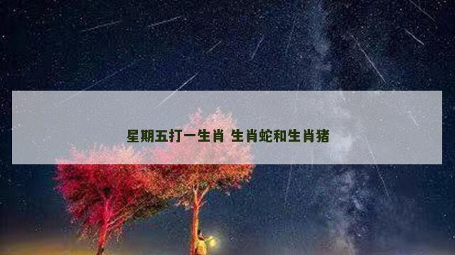 星期五打一生肖 生肖蛇和生肖猪