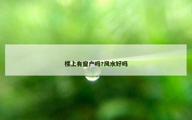 楼上有窗户吗?风水好吗