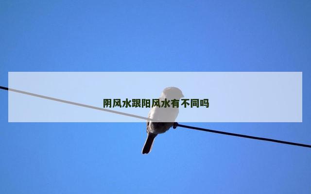 阴风水跟阳风水有不同吗