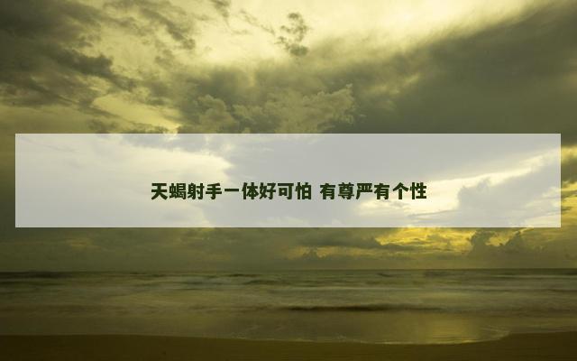 天蝎射手一体好可怕 有尊严有个性