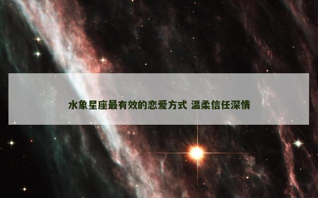 水象星座最有效的恋爱方式 温柔信任深情