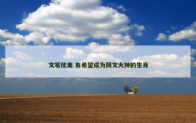 文笔优美 有希望成为网文大神的生肖