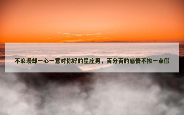 不浪漫却一心一意对你好的星座男，百分百的感情不掺一点假