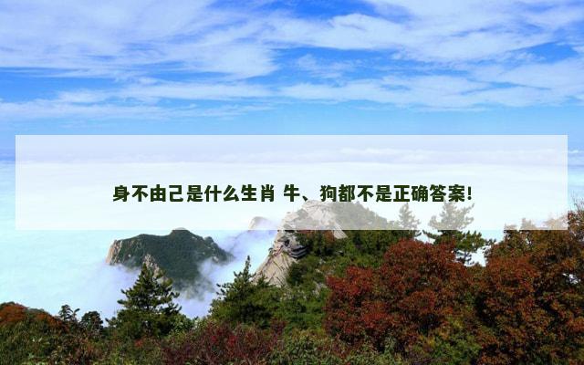 身不由己是什么生肖 牛、狗都不是正确答案！