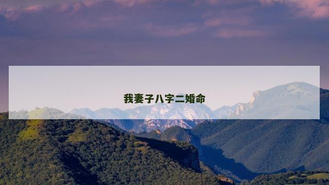 我妻子八字二婚命