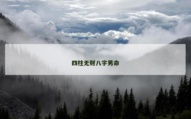 四柱无财八字男命